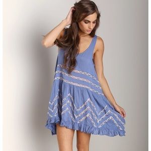 Free People Blue Polka Dot Lace Trapeze Slip